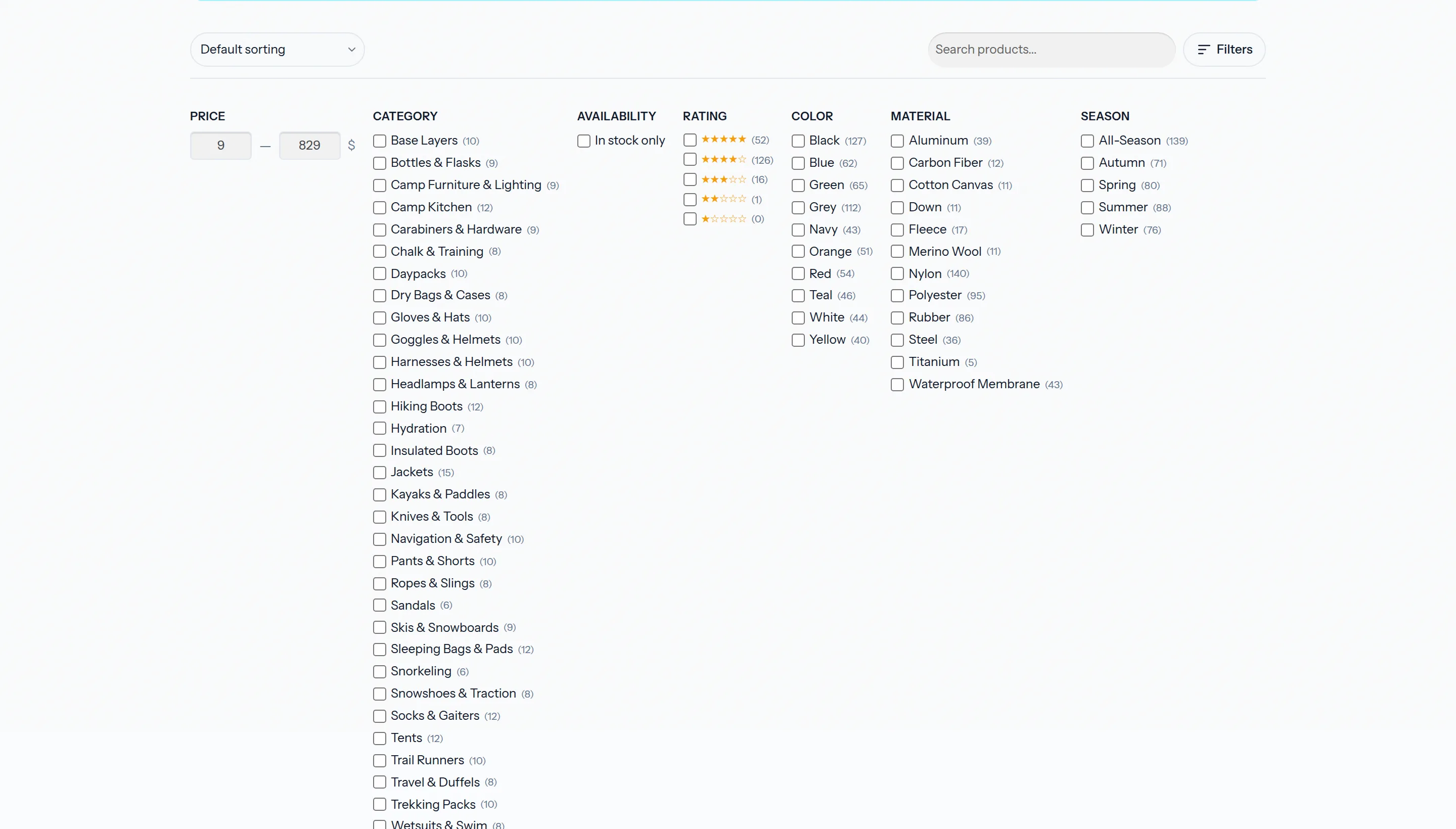 The auto-injected filter bar on a WooCommerce shop archive